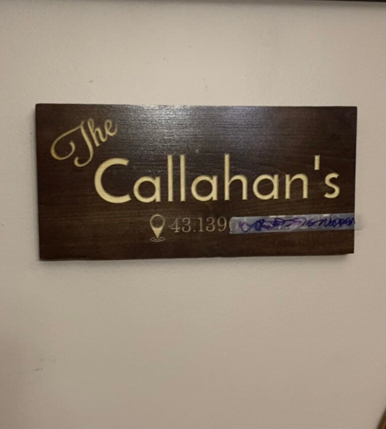 Family Name Plate with Personalized GPS – Newman Specials Woodwork