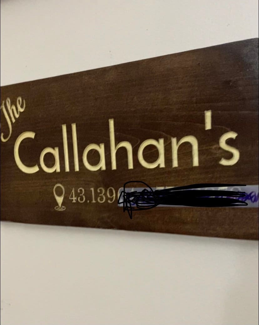 Family Name Plate with Personalized GPS – Newman Specials Woodwork