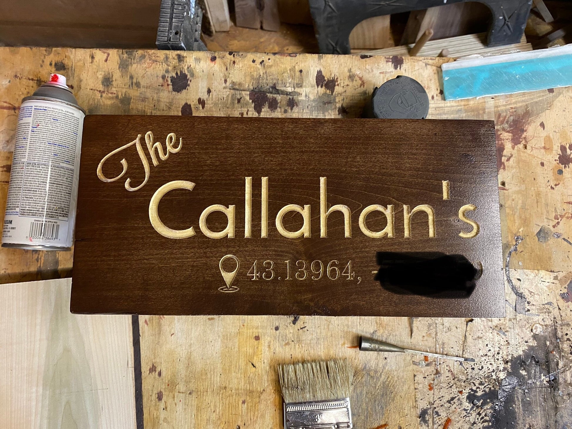 Family Name Plate with Personalized GPS – Newman Specials Woodwork