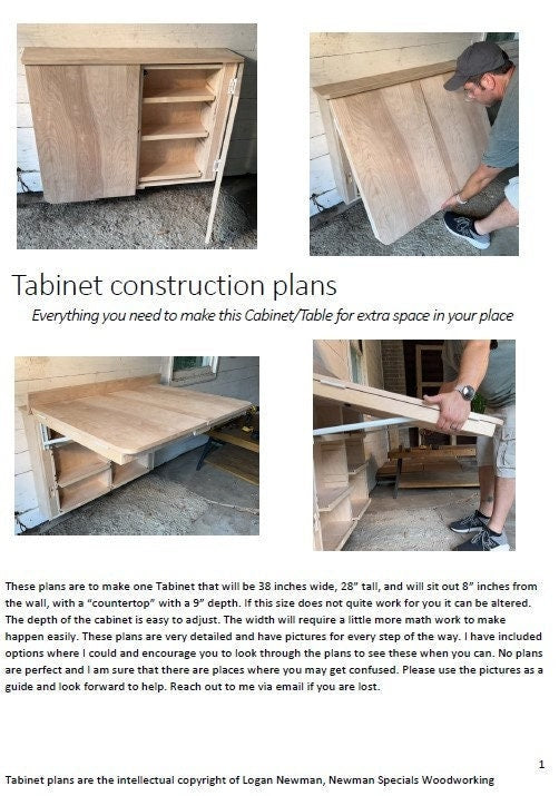 Tabinet plans for a space saving piece of furniture