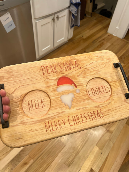 Santa serving tray for milk and cookies