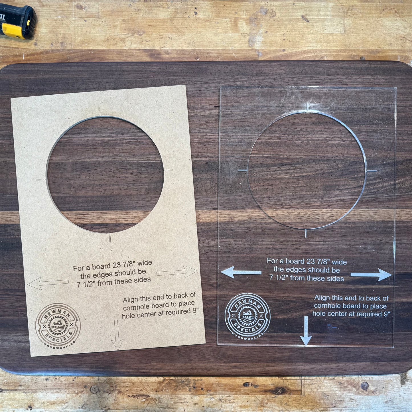 Combo pack - Cornhole board template and Multi-radius Corner template for routers